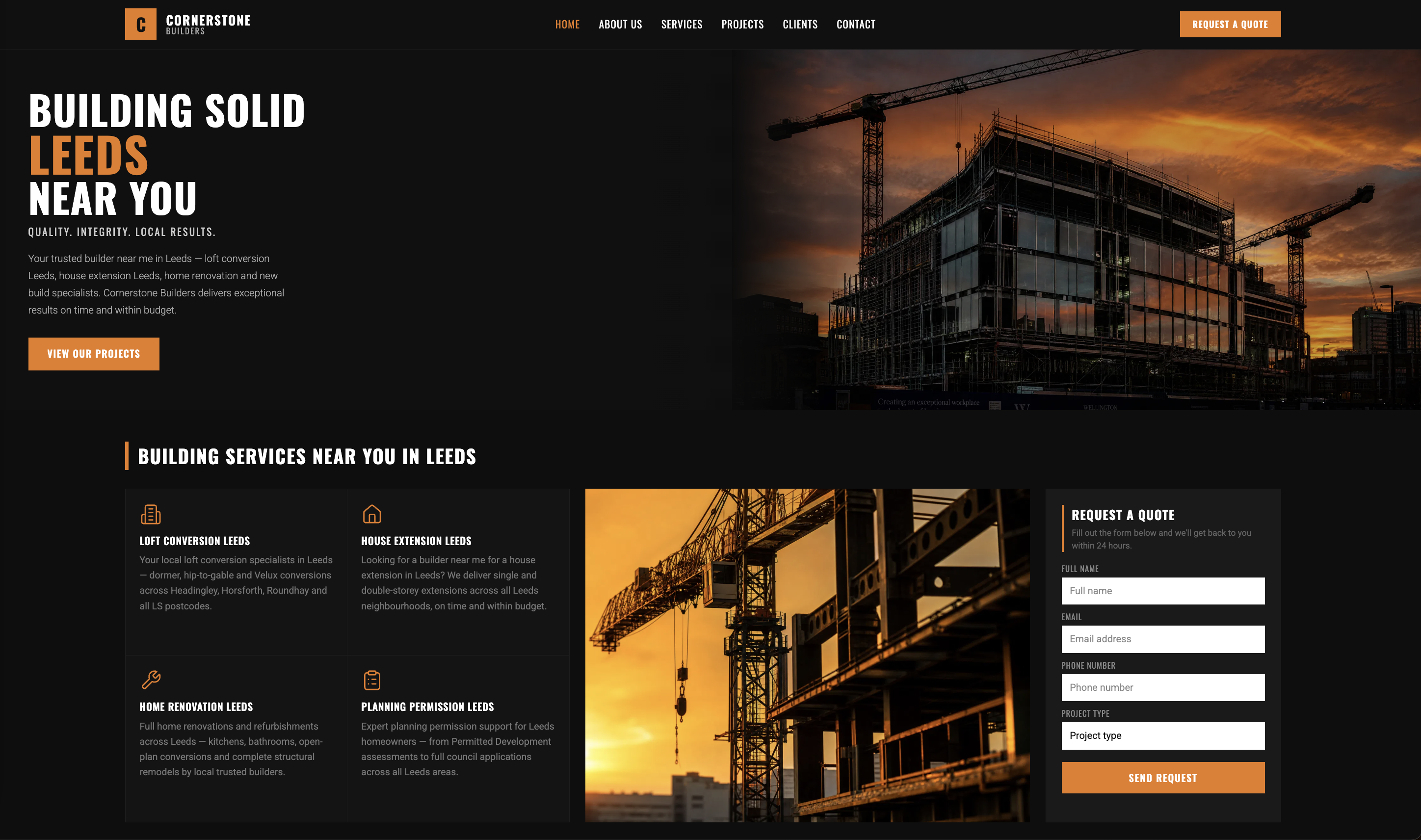 Cornerstone Builders website screenshot