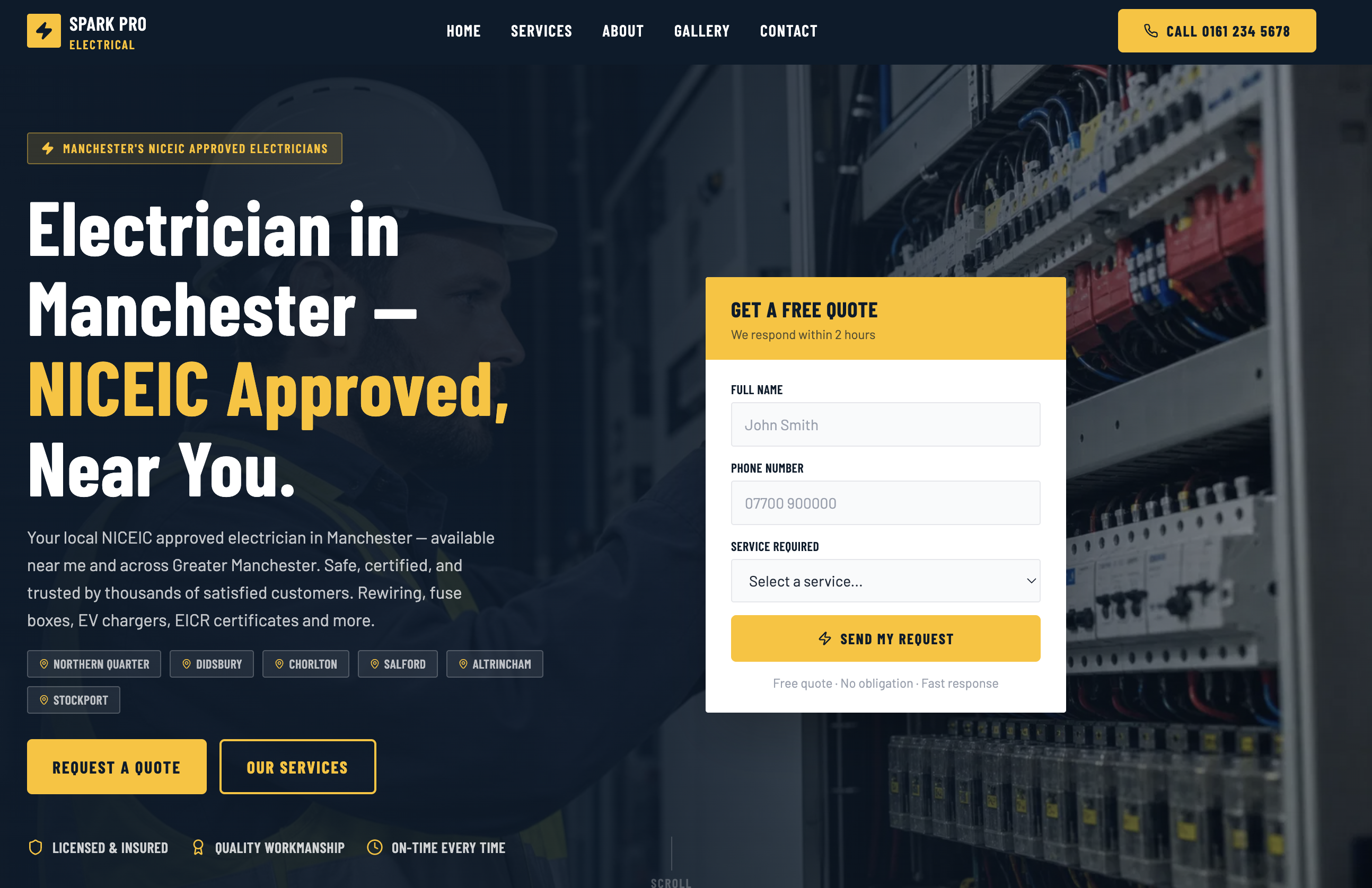 Spark Pro Electrical website screenshot