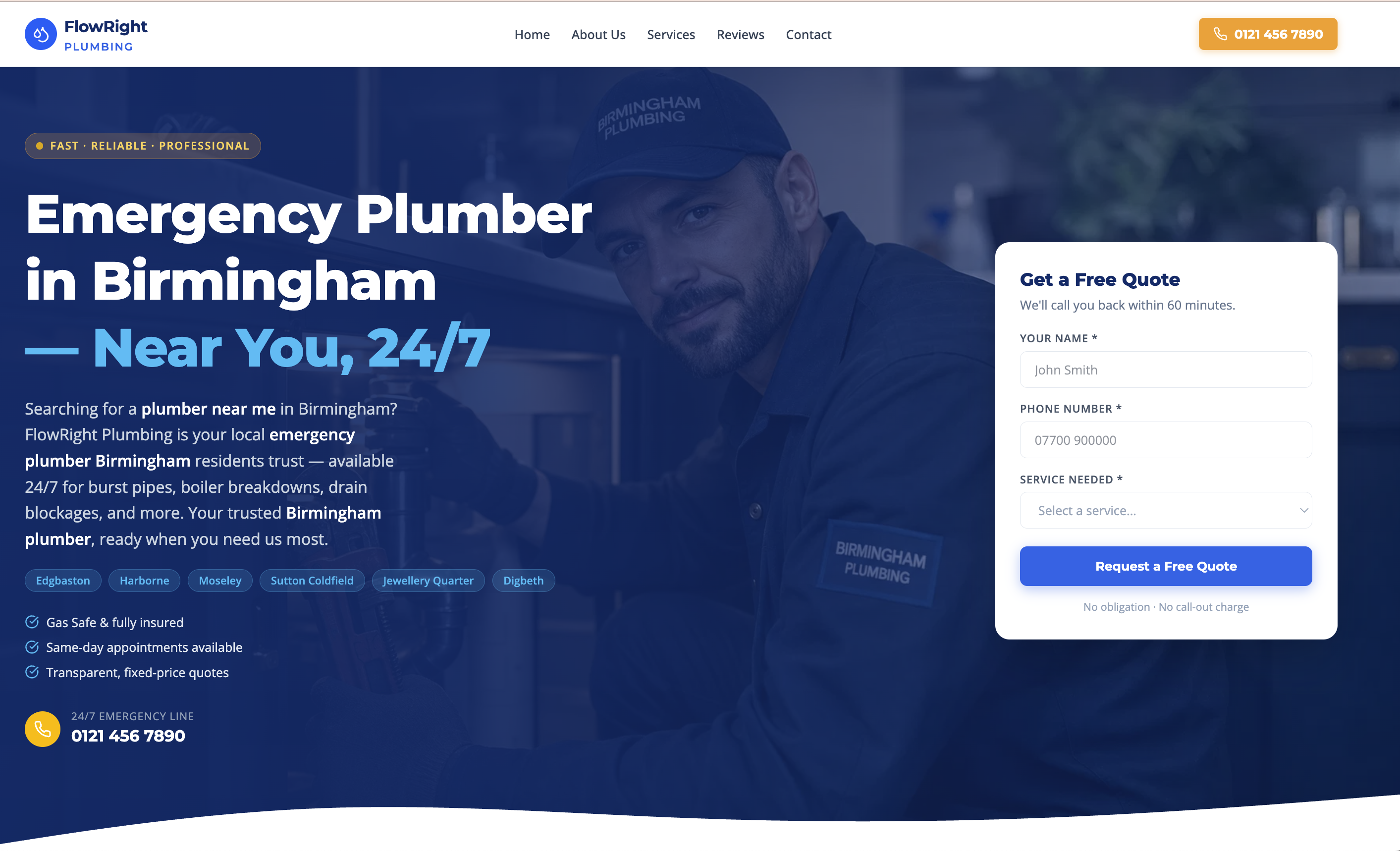 FlowRight Plumbing website screenshot